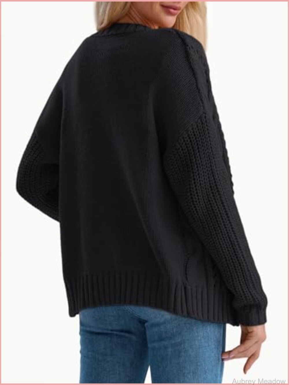 Cable Knit Crochet Cardigan Sweater Button Up Chunky Fall Jacket - Picture 3 of 5